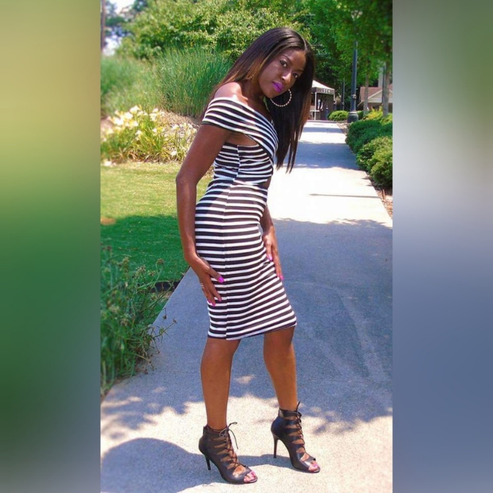 Black and white stipped dress